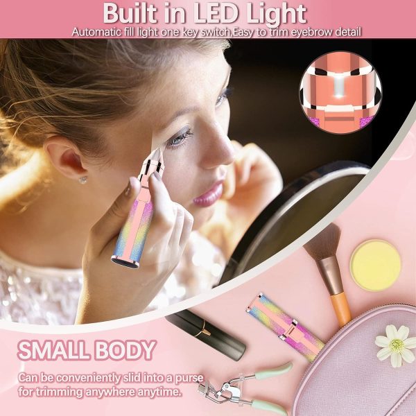 2-in-1 Rechargeable Precision Eyebrow & Facial Hair Trimmer – Painless, Flawless Shaver with LED Light for Brows, Lips, Nose & More
