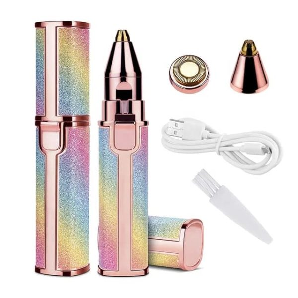 2-in-1 Rechargeable Precision Eyebrow & Facial Hair Trimmer – Painless, Flawless Shaver with LED Light for Brows, Lips, Nose & More