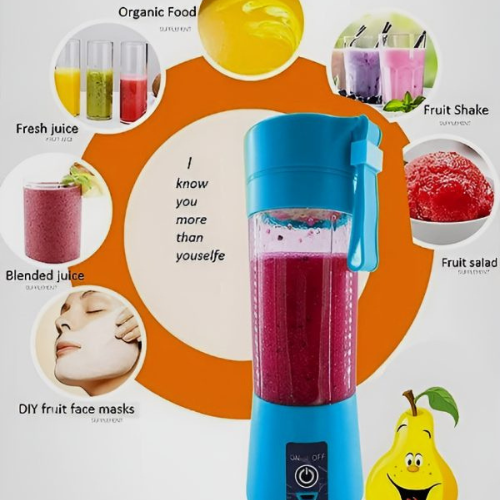 Portable Mini 6 Blade Juicer Blender | Outdoor Juicing Cup (380ml) – Rechargeable (random Color)