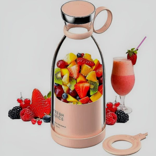 Mini Portable Blender Rechargeable Electric Fruit Juicer Mixers Rechargeable – 420ml ( Random Color )