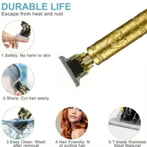 Metal Body – T9 Trimmer And Hair Clipper Cutting Machine For Men | Dragon Design | Golden Color Trimmer
