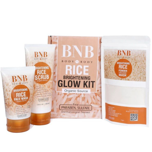BNB Rice Extract Bright & Glow Kit – Pack of 3 with Golden Cap & Box